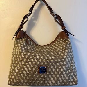 Dooney & Bourke Tan and Brown Signature Hobo Bag
